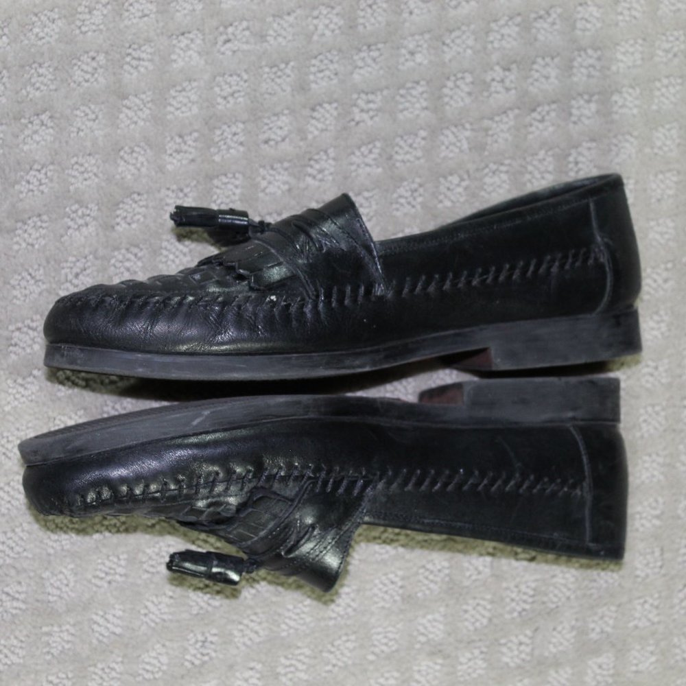 Georgio Brutini Black Men's Kiltie Basket Weave Tassel Loafers Shoes 11 M - Picture 3 of 6